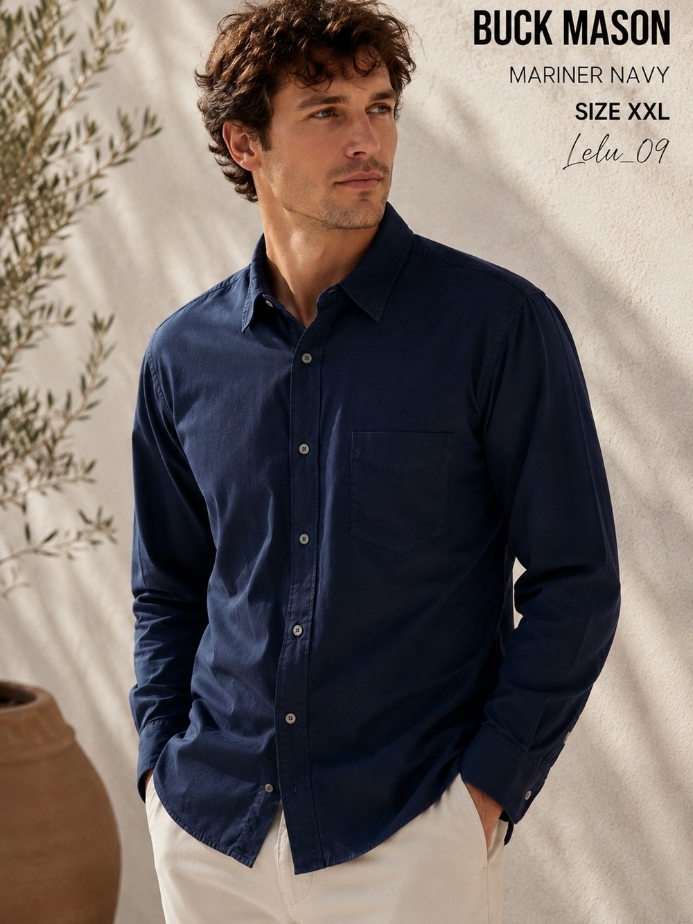 Buck Mason Draped Twill One Pocket Shirt Mariner Navy XXL NWT $128